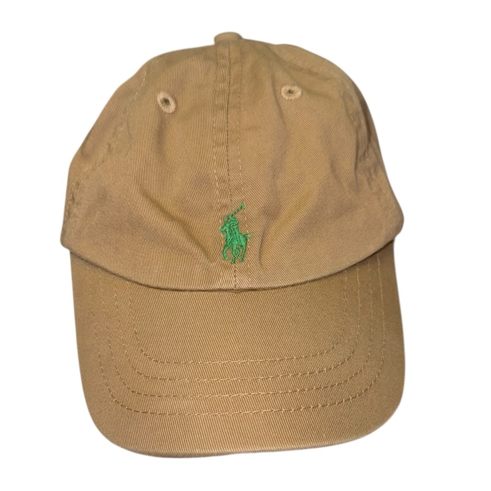 Polo by Ralph Lauren Classic Khaki Baseball Cap with Green Logo | Infant Size